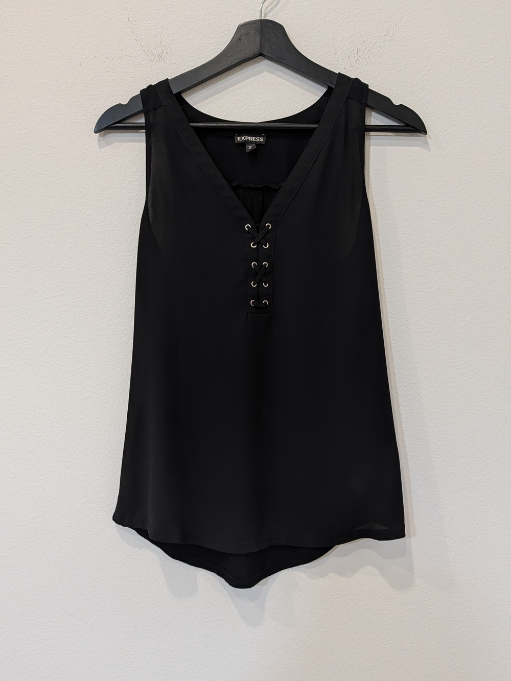 Express Black Lace-Up V-Neck Sleeveless Top